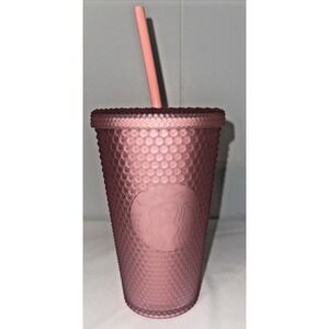 Starbucks 2022 Pink Studded Bling Grande‎ 16oz Soft Touch Tumbler Cold Cup Matte